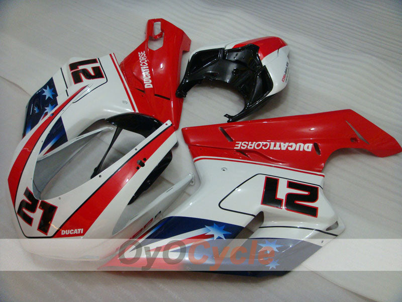 Injection Fairing kit for 08-13 Ducati 848 - Red, White - Xerox #OYO87902261 Main image