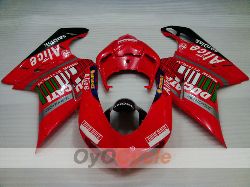 Injection Fairing kit for 07-09 Ducati 1098 - Red, Black - Alice #OYO87902285 Secondary image