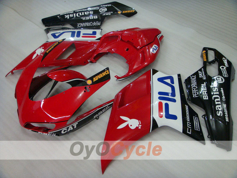 Injection Fairing kit for 07-09 Ducati 1098 - Red, Black - FILA #OYO87902296 Main image