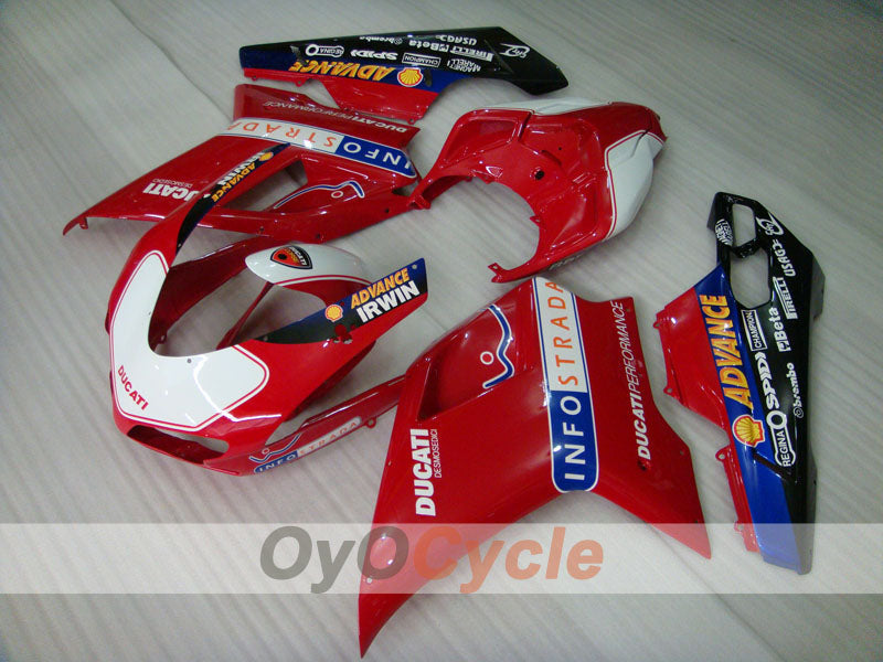 Injection Fairing kit for 07-09 Ducati 1098 - Red, White - INFO STRADA #OYO87902297 Main image