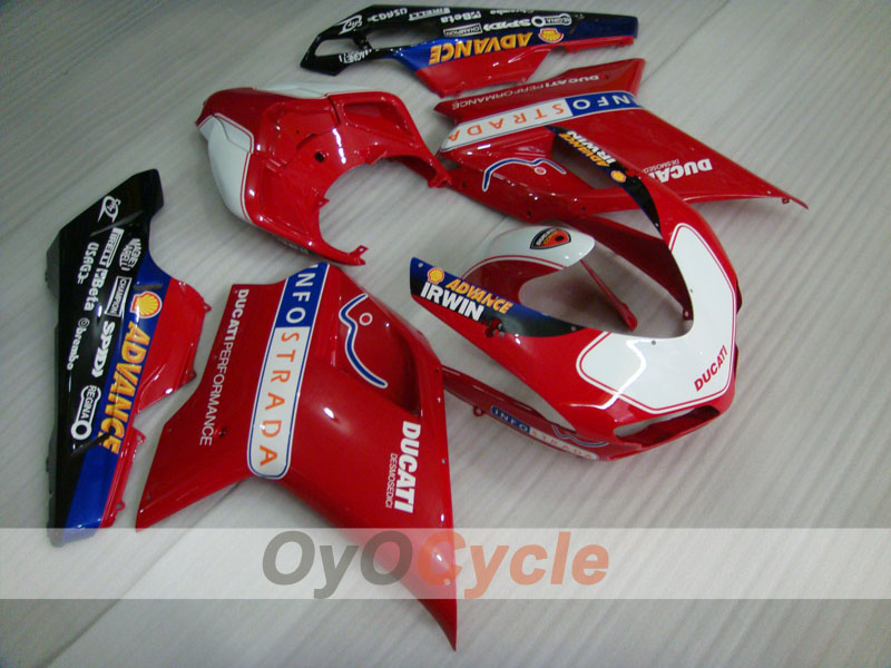 Injection Fairing kit for 09-11 Ducati 1198 - Red, Black - INFO STRADA #OYO87902338 Main image