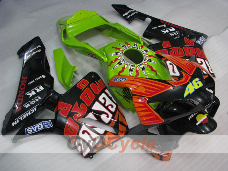 Injection Fairing kit for 03-04 CBR600RR - Green, Black - Rossi #OYO87902544 Main image