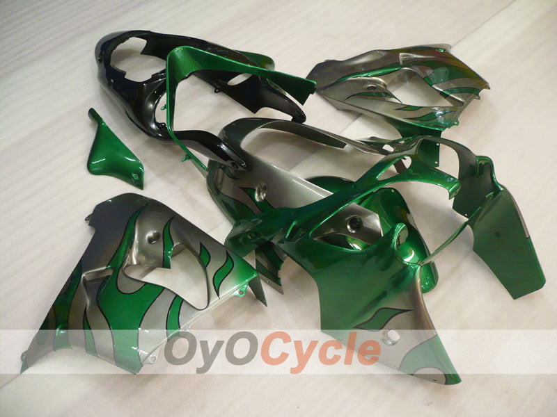 Fairing kit for 00-01 NINJA ZX-9R - Green, Silver - Flame #OYO87906059 Main image