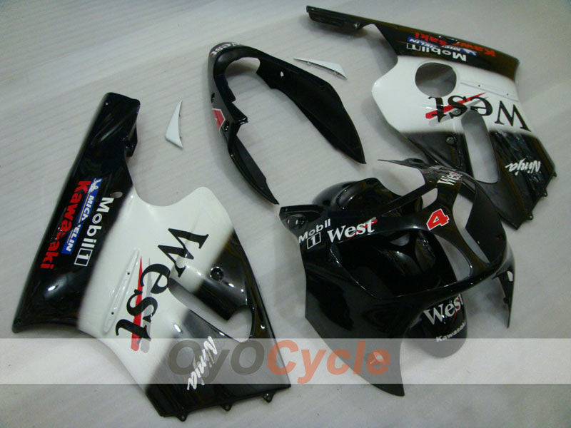 Injection Fairing kit for 00-01 NINJA ZX-12R - White, Black - West #OYO87903081 Main image