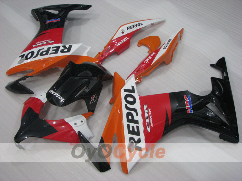 Injection Fairing kit for 13-15 CBR500R - Red, Orange, Black - Repsol #OYO87904581 Main image