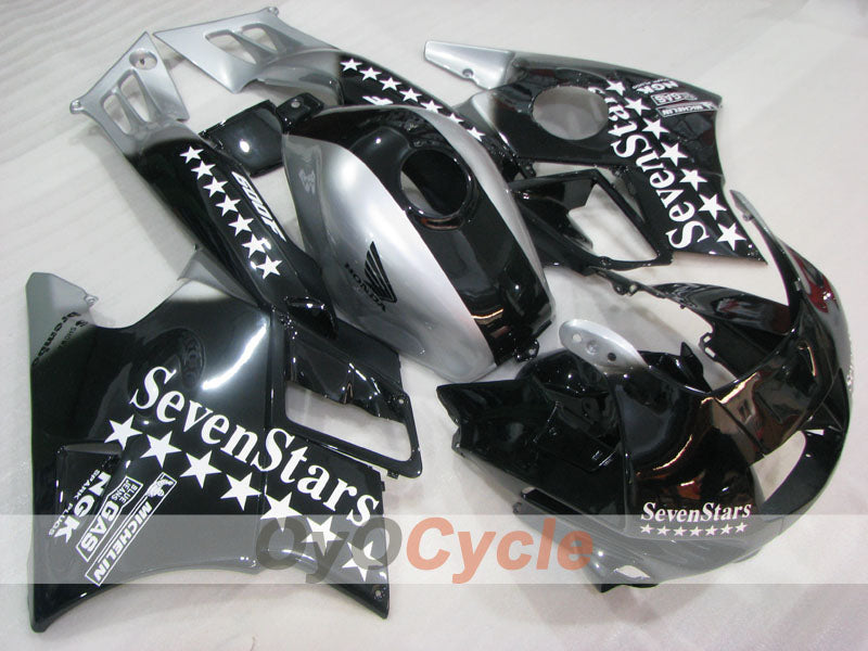Fairing kit for 91-94 Honda CBR600 F2 - Black, Silver - SevenStars #OYO87904776 Main image