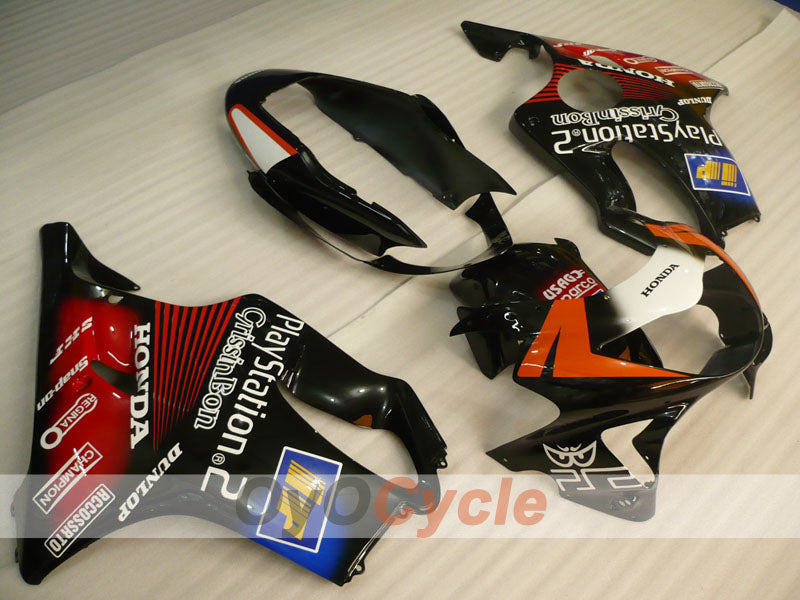 Injection Fairing kit for 99-00 CBR600F4 - Red, Black - DUNLOP, Play Station #OYO87900138