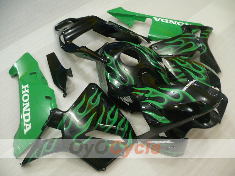 Injection Fairing kit for 03-04 CBR600RR - Green, Black - Flame #OYO87904889 Main image