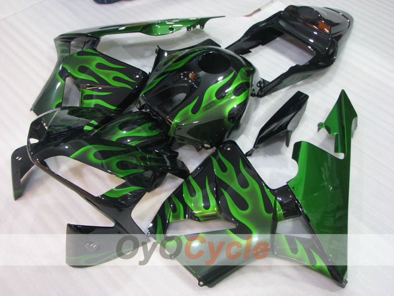 Injection Fairing kit for 03-04 CBR600RR - Green, Black - Flame #OYO87904899 Main image