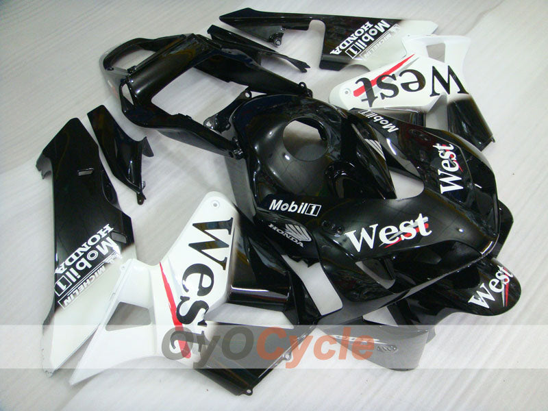 Injection Fairing kit for 03-04 CBR600RR - White, Black - West #OYO87904908 Main image