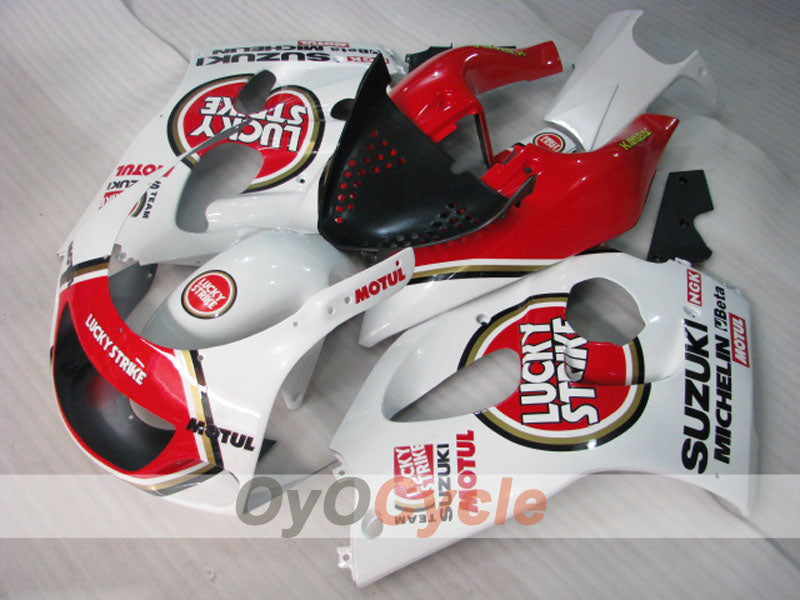 Fairing kit for 96-99 Suzuki GSXR750 - Red, White - Lucky Strike #OYO87905070 Main image