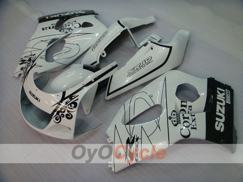 Fairing kit for 96-99 Suzuki GSXR750 - White, Black - Corona, MOTUL #OYO87905076 Main image
