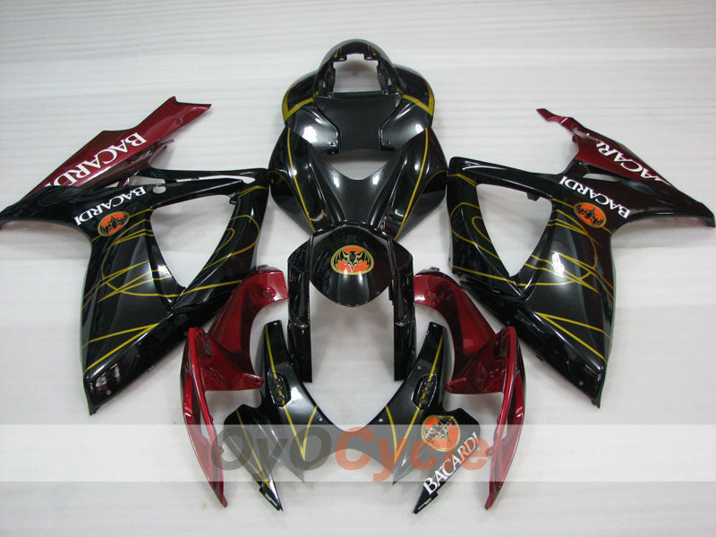Injection Fairing kit for 06-07 GSX R600 - Black, Fuchsia - BACARDI #OYO87905324 Main image