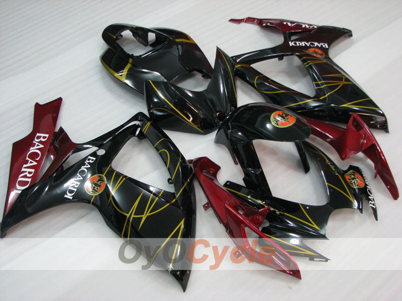 Injection Fairing kit for 06-07 GSX R750 - Red, Black - BACARDI #OYO87905360 Main image