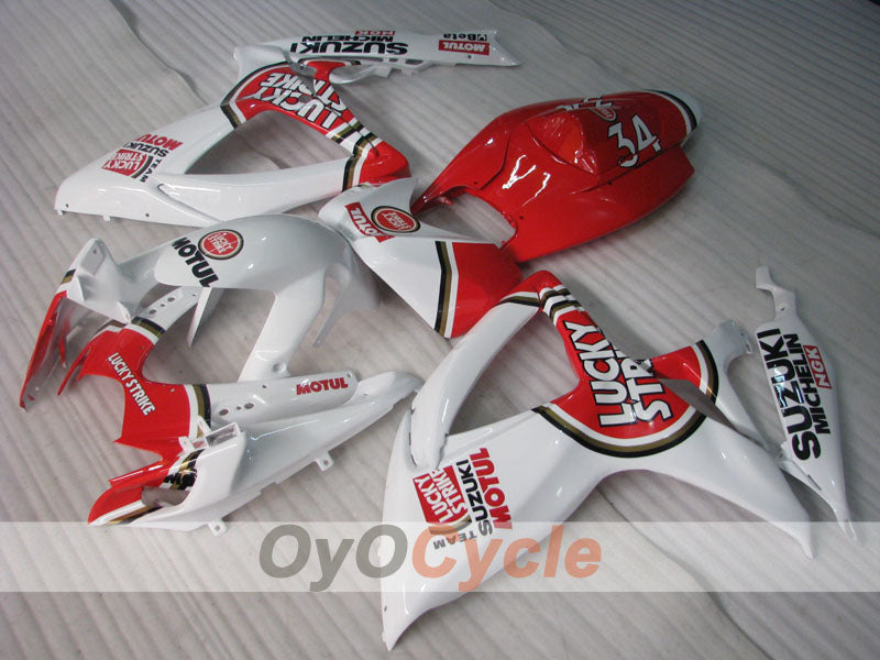 Injection Fairing kit for 06-07 GSX R600 - Red, White - Lucky Strike, MICHELIN, MOTUL #OYO87905333