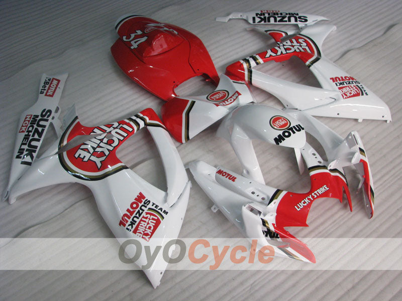 Injection Fairing kit for 06-07 GSX R750 - Red, White - Lucky Strike #OYO87905375 Main image