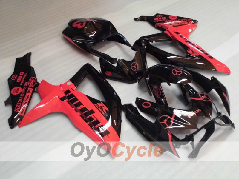 Injection Fairing kit for 08-10 GSX R750 - Red, Black - Jordan #OYO87905426 Main image