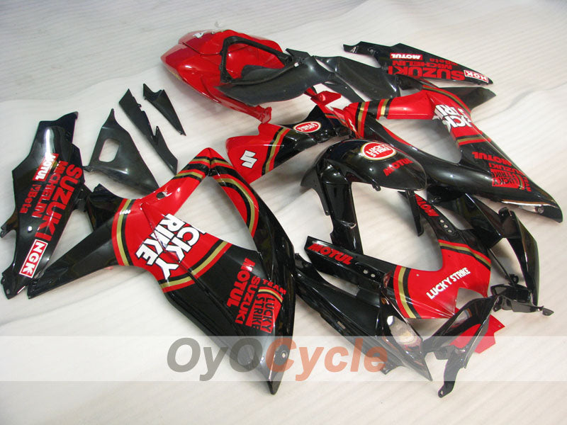 Injection Fairing kit for 08-10 GSX R600 - Red, Black - Lucky Strike #OYO87905402 Main image