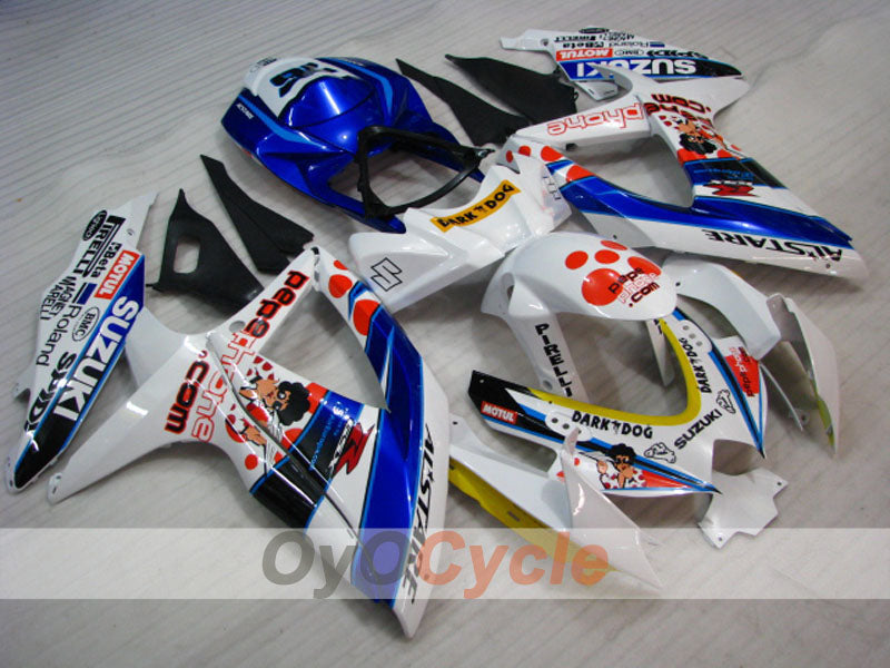 Injection Fairing kit for 08-10 GSX R750 - Blue, White - Dark Dog #OYO87905458 Main image