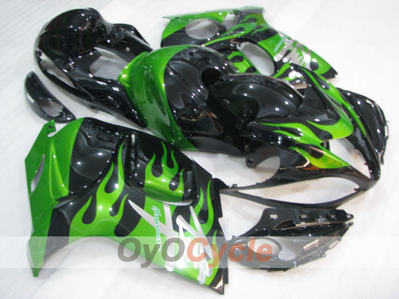 Injection Fairing kit for 08-20 GSXR1300 Hayabusa - Green, Black - Flame #OYO87905584 Main image