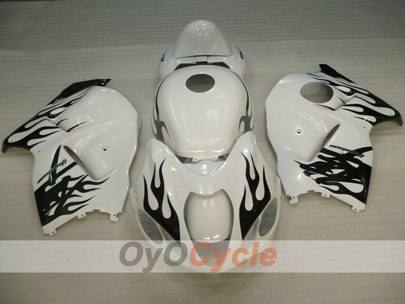 Injection Fairing kit for 99-07 GSXR1300 Hayabusa - White, Black - Flame #OYO87905607