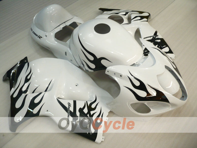 Injection Fairing kit for 99-07 GSXR1300 Hayabusa - White, Black - Flame #OYO87905607