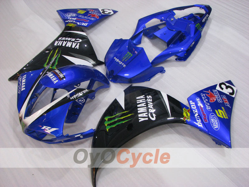 Injection Fairing kit for 09-11 YZF-R1 - Blue, Black - Monster #OYO87905708 Secondary image