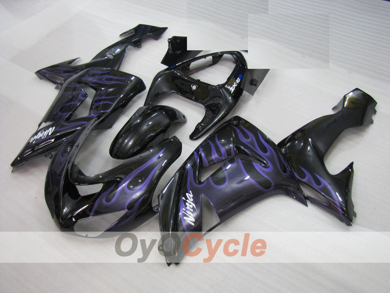 Injection Fairing kit for 06-07 NINJA ZX-10R - Purple, Black - Flame #OYO87906096 Main image