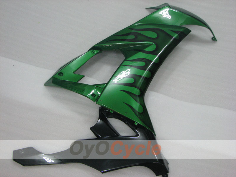 Injection Fairing kit for 08-10 NINJA ZX-10R - Green, Black - Flame #OYO87906100