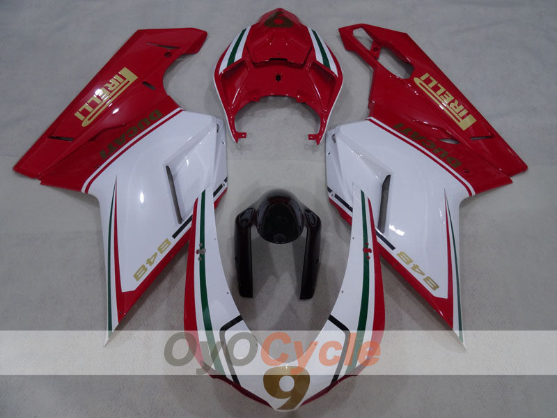 Injection Fairing kit for 08-13 Ducati 848 - Red, White - PIRELLI #OYO87906206