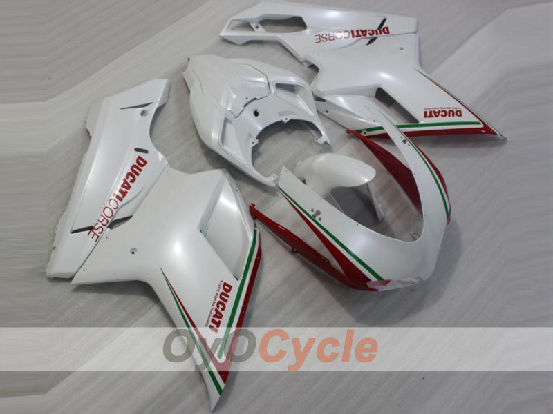 Injection Fairing kit for 08-13 Ducati 848 - Red, White - Factory Style #OYO87906209 Main image