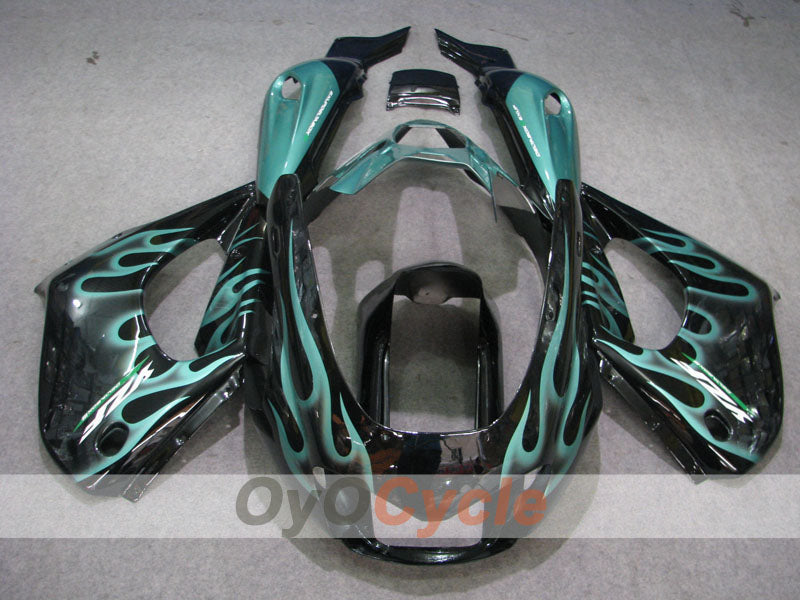 Fairing kit for 97-07 YZF1000R - Cyan, Black - Flame #OYO87906449 Secondary image