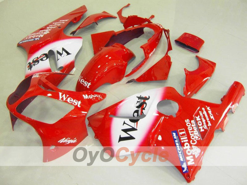 Injection Fairing kit for 00-01 NINJA ZX-12R - Red, White - West #OYO87903084 Main image