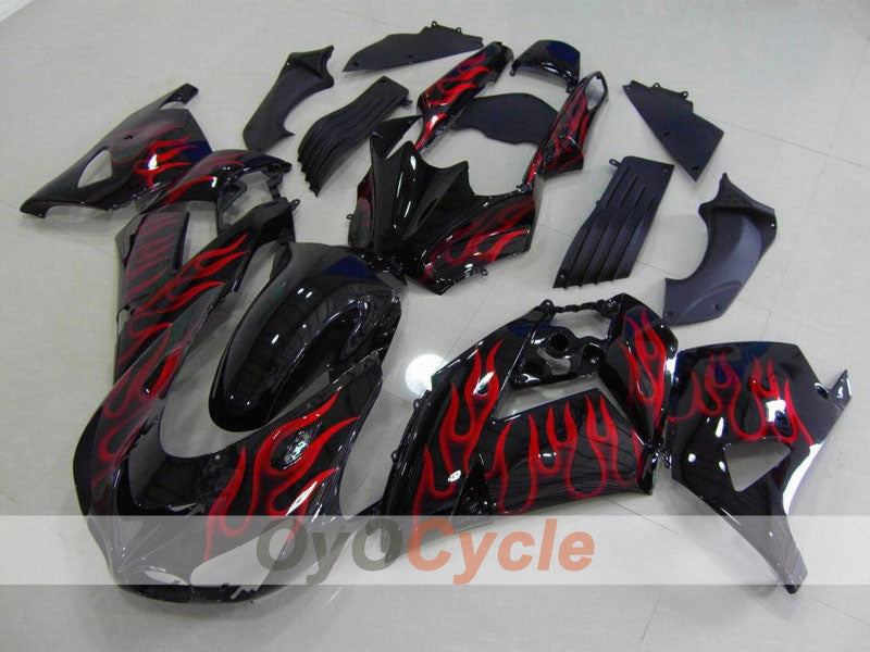 Injection Fairing kit for 06-11 NINJA ZX-14R - Red, Black - Flame #OYO87902015 Main image