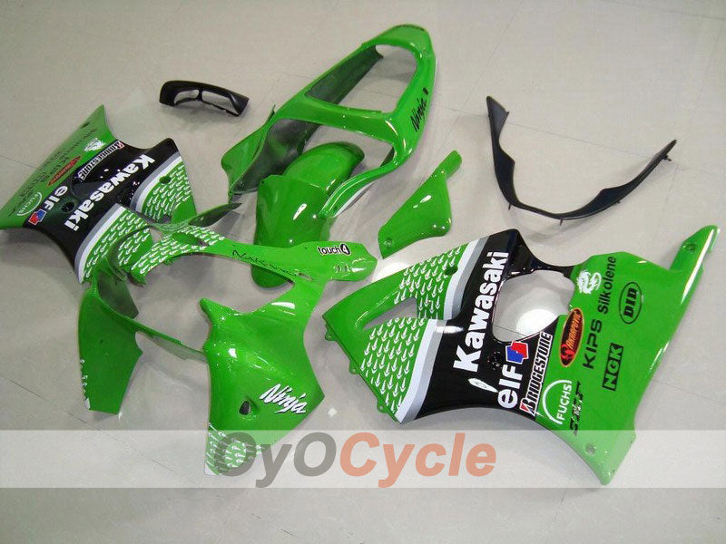 Injection Fairing kit for 00-02 NINJA ZX-6R - Green, Black - Nakano #OYO87901740 Main image